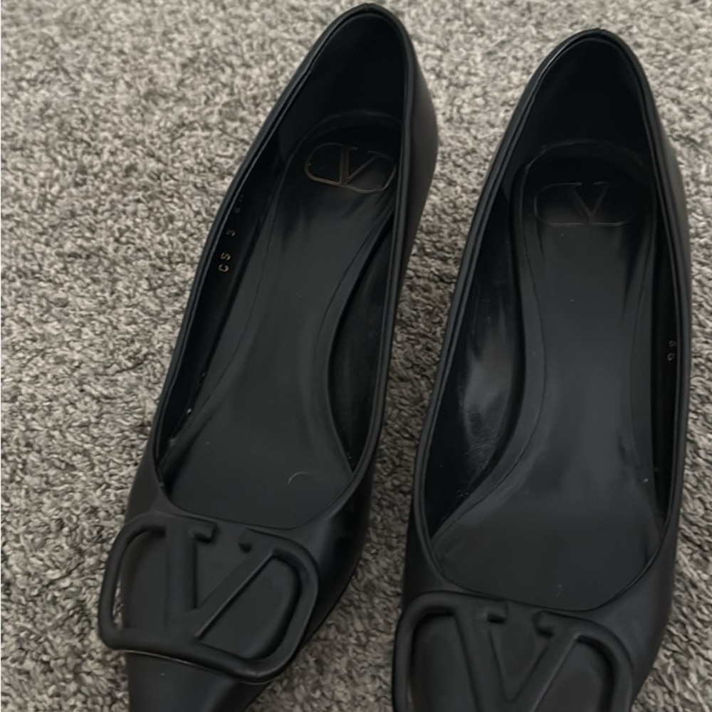 Valentino Black Flats with Signature Logo
